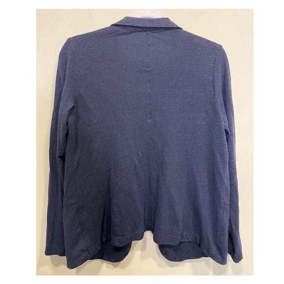 J Jill Linen Rayon Blend Knit Blazer Jacket Small Open Front Navy Blue - Picture 3 of 7